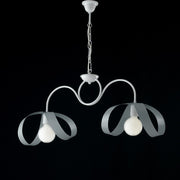 Lustre suspension moderne en fer Blanc Gris deux lumières 82x h35 cm