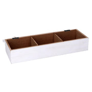 Boîte à thé rectangulaire en bois blanc cm29x10h6
