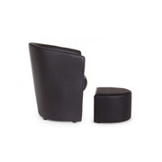 Fauteuil en simili cuir avec pouf amovible noir RITA 64,5x 59,5x h78 cm