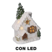 Maison en résine avec arbre led blanc cm26,5x17h36