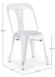 Chaise de style contemporain en acier blanc MINNEAPOLIS 44x53x h83 cm