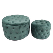 Pouf velours vert sauge 1-2 cm ø70h42