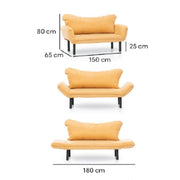 Canapé 2 places Chatto gris avec accoudoirs inclinables