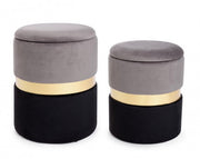 Ensemble de deux poufs ouvrants modernes gris noir or