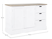 Buffet en MDF deux portes trois tiroirs Bianca DOROTEA 123x40x h82 cm