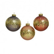 Boule de Noël en verre avec paillettes assorties 8 cm 1 pcs