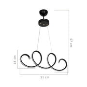 Afra LED suspension spirale noire MDL4441