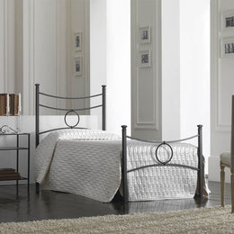 Lit simple en fer avec pied de lit noir CONCA 92x208x h117 cm