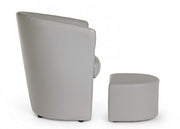 Fauteuil avec pouf gris clair en similicuir de style design