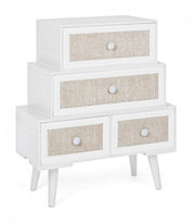 Commode de salon en MDF avec quatre tiroirs Blanc MONTIEL 60x30,5x h70,5 cm