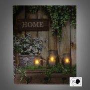 Cintre en bois 3 places avec fleurs led cm40x50x1,8