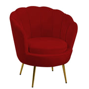 Fauteuil en velours tulipe rouge fraise cm73x72h77