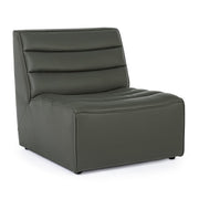 Fauteuil moderne en bois au style design effet cuir vert