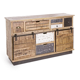 Buffet 2 portes 7 tiroirs Tudor 125x37x80h cm