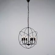 Suspension de lustre déco en or noir en or six lumières 51x H55 cm