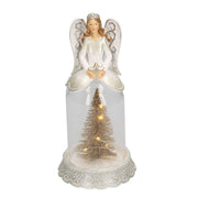 Ange cloche en verre résine blanc avec pin cmø12h24