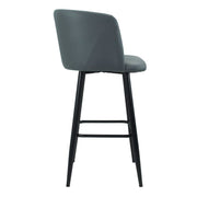 Tabouret Limin en simili cuir gris avec pieds noirs mats 100 cm x 54 cm x 55 cm