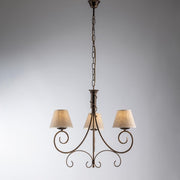 Chandelier de Vienne en or marrone trois lumières paralumi 52x H58 cm