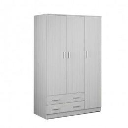 Garde-robe trois portes deux tiroirs eucalyptus 115x52x H180 cm