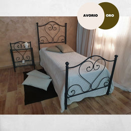 Lit simple Poppy fer forgé ivoire doré