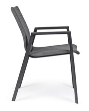 Chaise de jardin anthracite avec accoudoirs Bizzotto