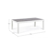 Table basse d'extérieur en aluminium blanc KLEDI LUNAR 120x70x h43 cm