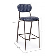 Tabouret de bar vintage simili cuir bleu DEBBIE 44x51x h100 cm