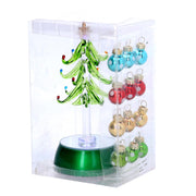 Arbre en verre vert avec sphères cm12x10h19