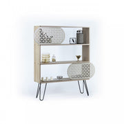 Bibliothèque d'entrée design urbain moderne et mince en chêne noir