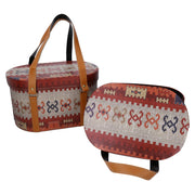 Boîte en éco-cuir avec poignées 1-2 rouge ovale cm36x26h20