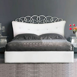 Récipient à double lit avec tête rembourrée en écot -rimyle 180x200xh.155 cm