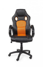 Fauteuil de bureau avec bracelets racing noir-orange en simili cuir