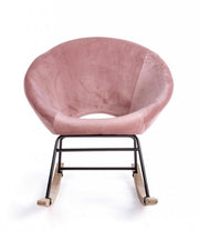 Fauteuil à bascule en velours Vieux Rose ANNIKA 74x77x h74 cm