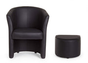 Fauteuil en simili cuir avec pouf amovible noir RITA 64,5x 59,5x h78 cm