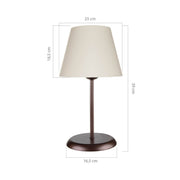 Lampe de table Elva ASZ1050 en métal et abat-jour en tissu