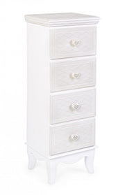 Commode de chambre en MDF avec quatre tiroirs Blanc CHARLENE 31x26x h90 cm