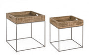 Set de 2 tables basses en bois de style industriel