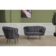 Fauteuil coquille Orel en velours gris