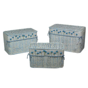 Malle en rotin bleu clair avec doublure