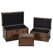 Coffre 1-3 en bois éco-cuir marron