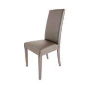 Chaise en bois assortie recouverte d'éco-cuir gris tourterelle 47x47xh.101 cm