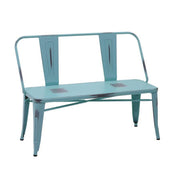 Banc en fer bristol bleu antique avec dossier cm51x111h82,5