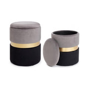 Ensemble de deux poufs ouvrants modernes gris noir or