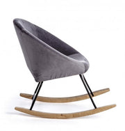 Fauteuil à bascule Annika effet velours gris foncé