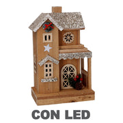 Maison en bois avec led naturel cm19x12h30,7