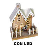 Maison en bois avec led naturel cm22x14h30