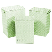 Panier 1-3 rectangulaire en polyester ligné vert clair cm40x30h55