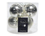 Boule de Noël en verre argent 6 cm Set de 6 pièces