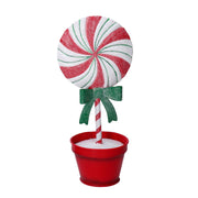 Bonbon sucette en métal avec vase rouge cm11,5x9h25,5