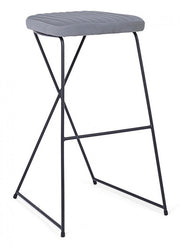 Tabouret de bar en acier et velours Gris KINSLEY 40x46 h76 cm